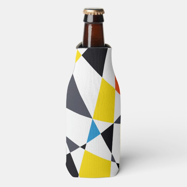 Colourful, cool, trendy, modern geometric shapes bottle cooler (Bottle Front)