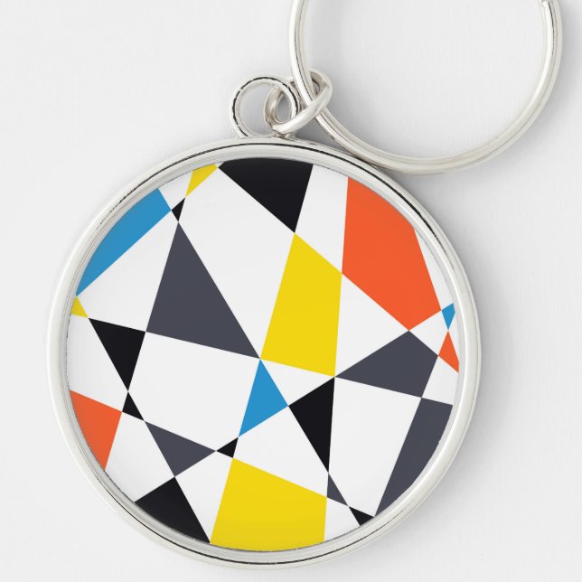 Colourful, cool, trendy, modern geometric shapes key ring (Front)