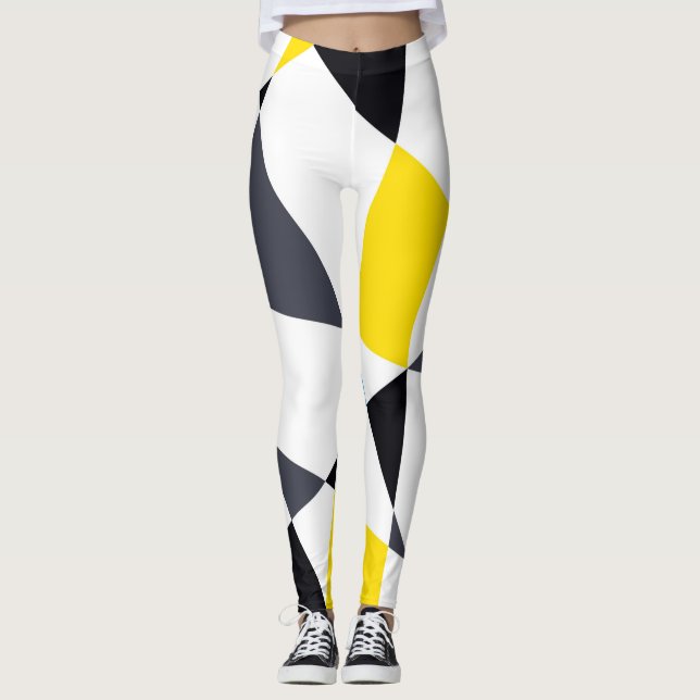 Colourful, cool, trendy, modern geometric shapes leggings (Front)