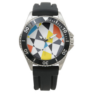 Colourful, cool, trendy, modern geometric shapes watch