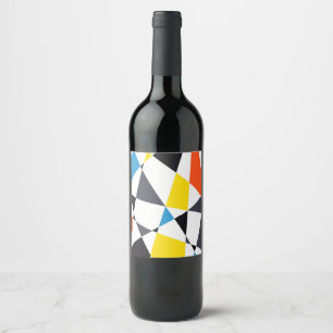 Colourful, cool, trendy, modern geometric shapes wine label
