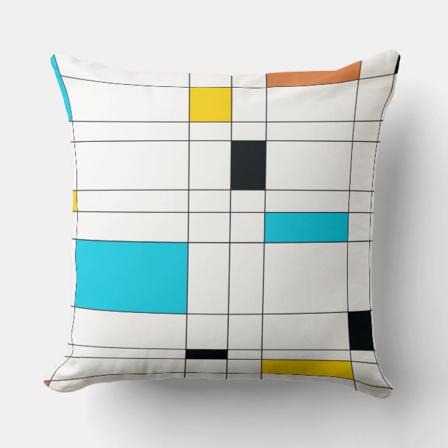 Colourful, cool, trendy, modern illustration art cushion (Front)