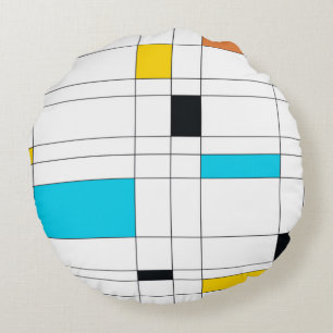 Colourful, cool, trendy, modern illustration art round cushion