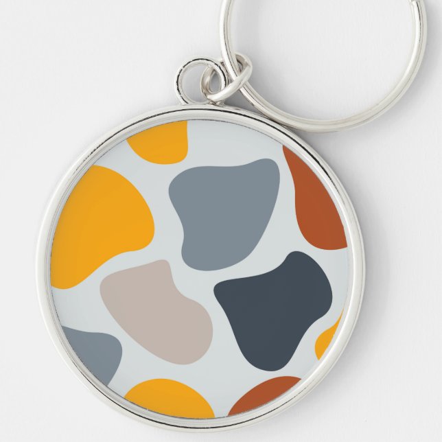 Colourful, cool, trendy, modern organic geometric key ring (Front)