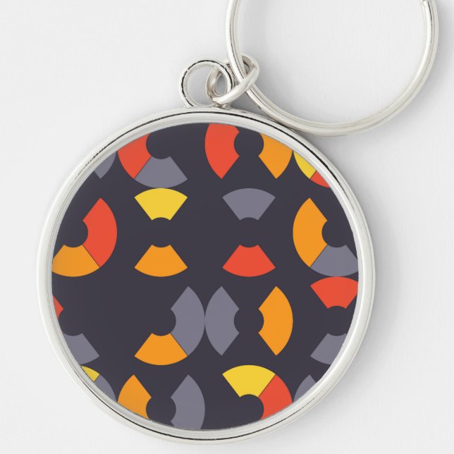 Colourful, cool, trendy, modern, urban circular key ring (Front)