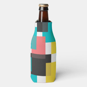 Colourful, cool, trendy, urban geometric shape art bottle cooler