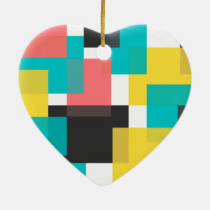 Colourful, cool, trendy, urban geometric shape art ceramic tree decoration