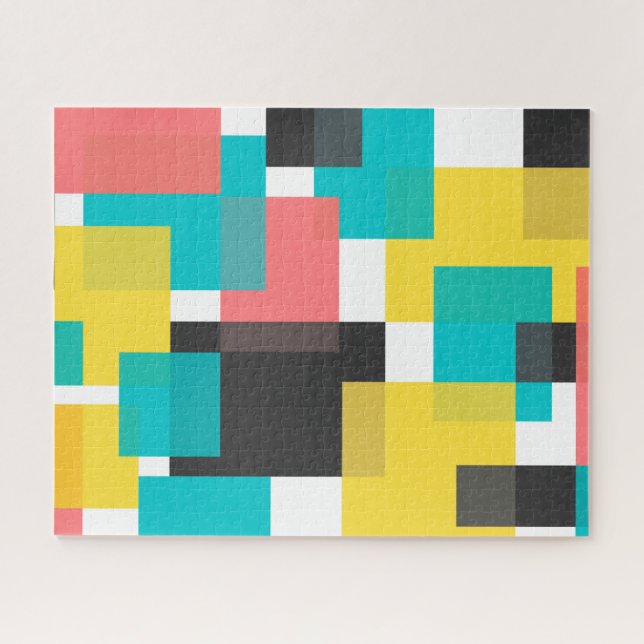 Colourful, cool, trendy, urban geometric shape art jigsaw puzzle (Horizontal)