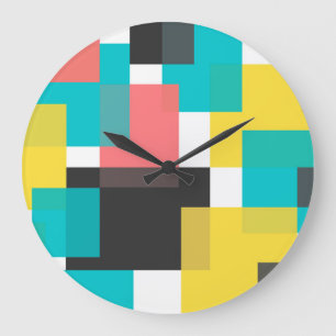 Colourful, cool, trendy, urban geometric shape art large clock