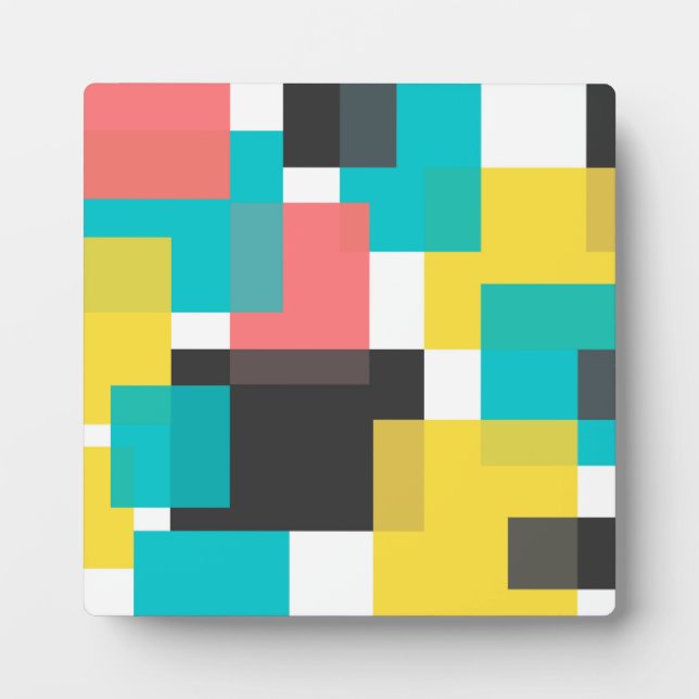 Colourful, cool, trendy, urban geometric shape art plaque (Front)