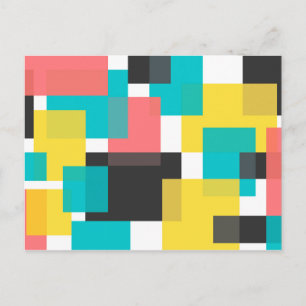 Colourful, cool, trendy, urban geometric shape art postcard