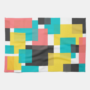 Colourful, cool, trendy, urban geometric shape art tea towel
