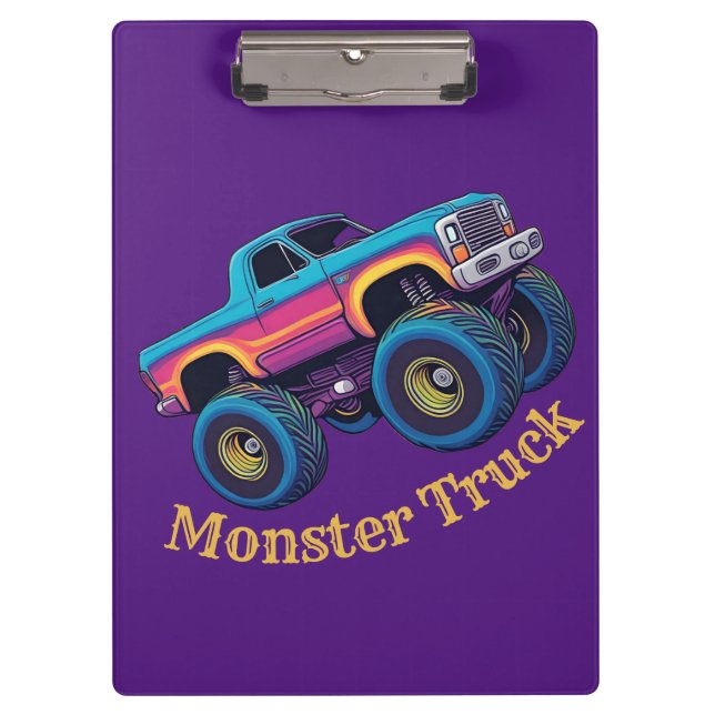 Colourful Coolest Monster Truck  Clipboard (Front)
