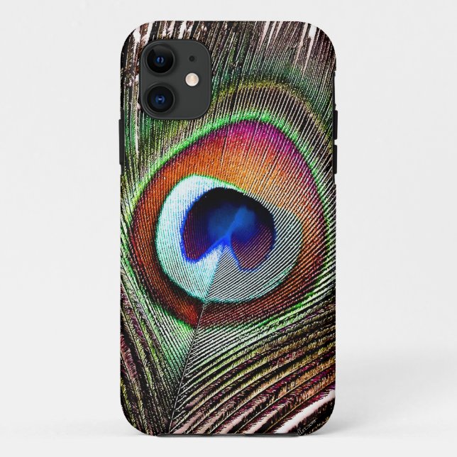 Colourful Copper Peacock Feather Case-Mate iPhone Case (Back)