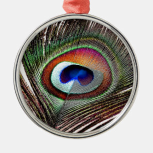 Colourful Copper Peacock Feather Metal Tree Decoration