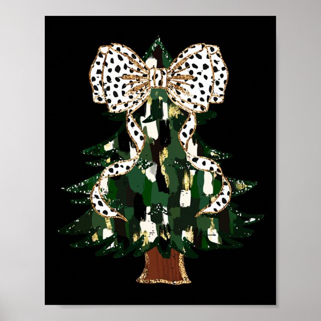 Colourful Coquette Bow Funny Christmas Tree Cute G Poster (Front)