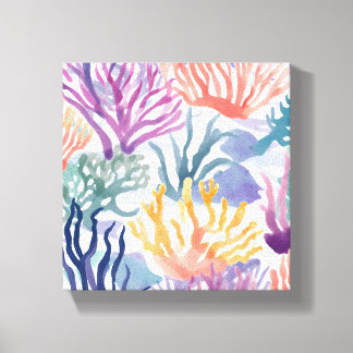 Colourful Coral | Ocean Coral Watercolor Painting Canvas Print