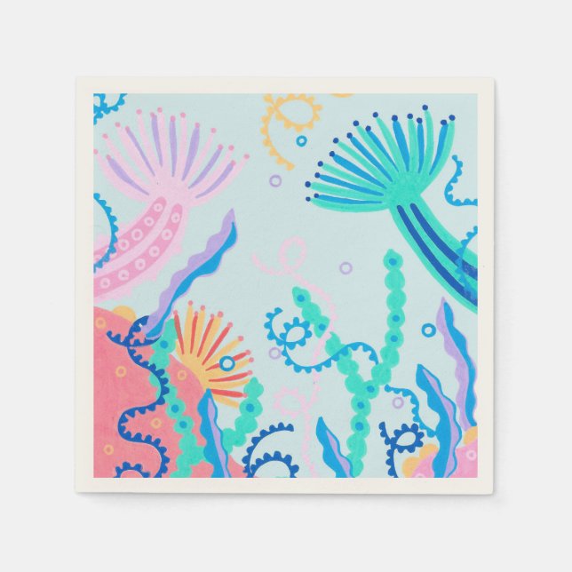 Colourful Coral Ocean Reef Paper Napkin (Front)