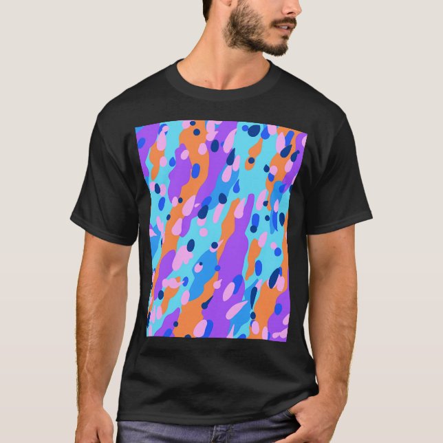 Colourful Coral Pattern. Orange And Blue. T-Shirt (Front)