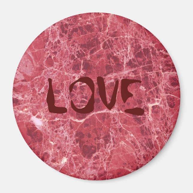 Colourful coral red marble magnet (Front)