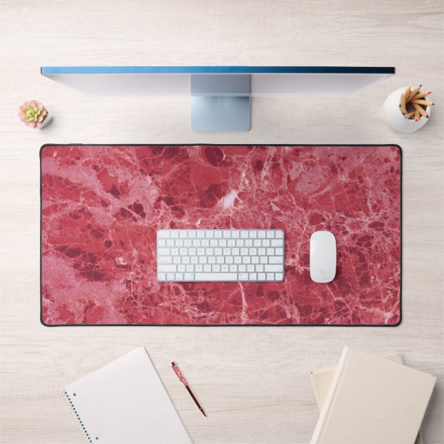 Colourful Coral Red Marble Texture Desk Mat (Office 1)