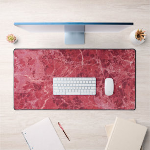 Colourful Coral Red Marble Texture Desk Mat