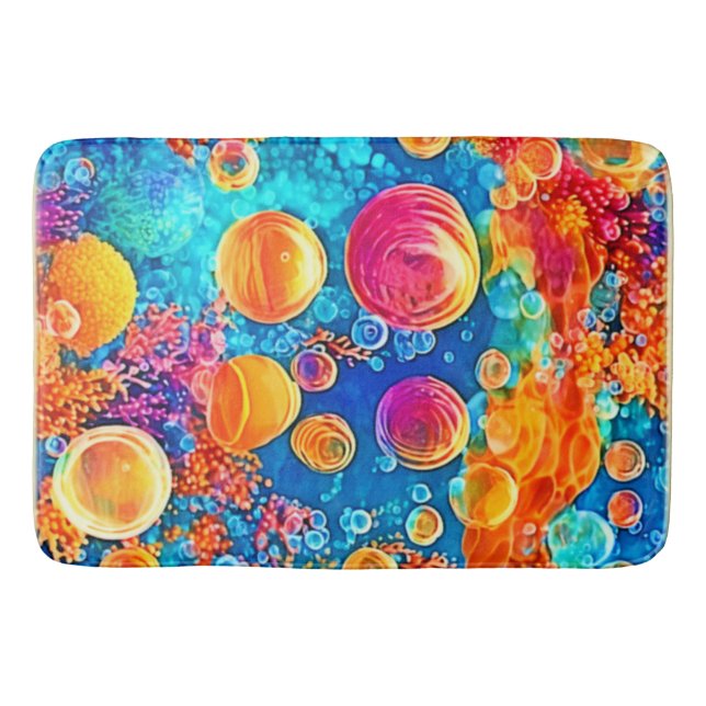 Colourful Coral Reef Bubbles Bath Mat (Front)