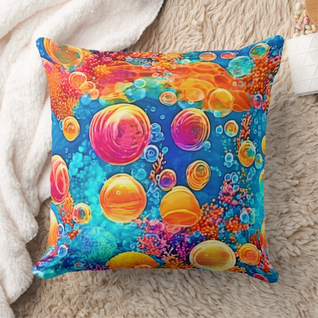 Colourful Coral Reef Bubbles Cushion (Blanket)