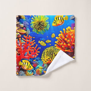 Colourful Coral Reef Design Bath Towel Set