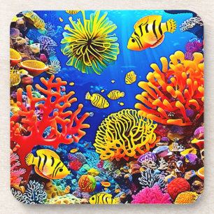 Colourful Coral Reef Design Coaster