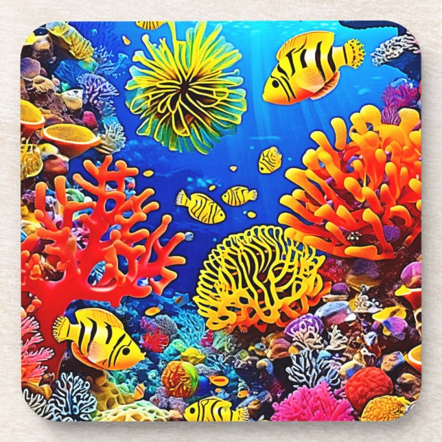 Colourful Coral Reef Design  Coaster (Front)