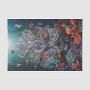 Colourful Coral Reef Statue, Tropical Fish Tissue Paper