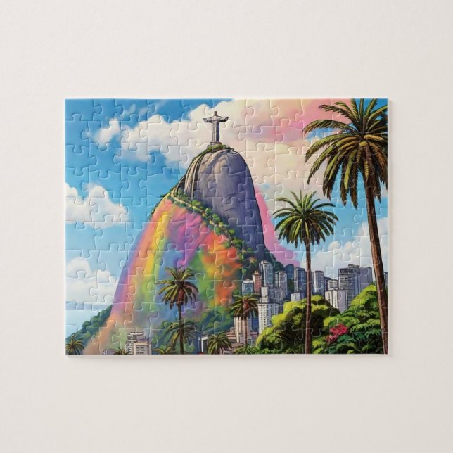 Colourful Corcovado Rio de Janeiro Brazil Jigsaw Puzzle (Horizontal)