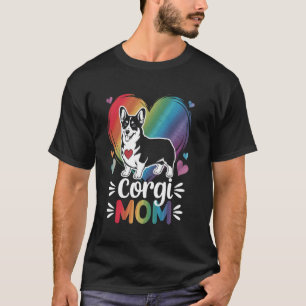 Colourful Corgi Dog Mama with big Heart - Love Cor T-Shirt