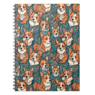 Colourful Corgi Dog Pattern - Perfect for Dog Love Notebook