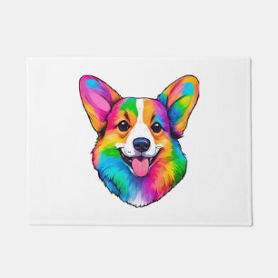 Colourful Corgi   Doormat