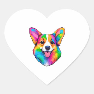 Colourful Corgi Heart Sticker