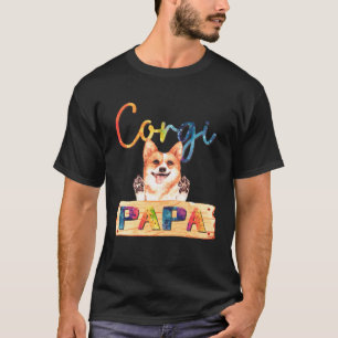 Colourful Corgi Papa Dog Dad T-Shirt