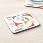 Colourful Corners And Rectangles Atomic Mid Centur Coaster<br><div class="desc">Add a pop of colour to your coffee table with this funky corners and rectangles mid-century modern coaster. It features the bright and bold colours of teal blue,  orange,  burnt orange,  and two shades of brown.</div>
