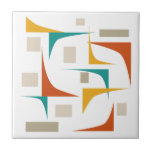 Colourful Corners And Rectangles Mid-century Moder Tile<br><div class="desc">Add a pop of colour to your tile work with this funky corners and rectangles mid-century modern ceramic tile. It features the bright and bold colours of teal blue,  orange,  burnt orange,  and two shades of brown.</div>