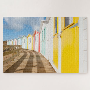 Colourful Cornish Beach Huts Jigsaw Jigsaw Puzzle