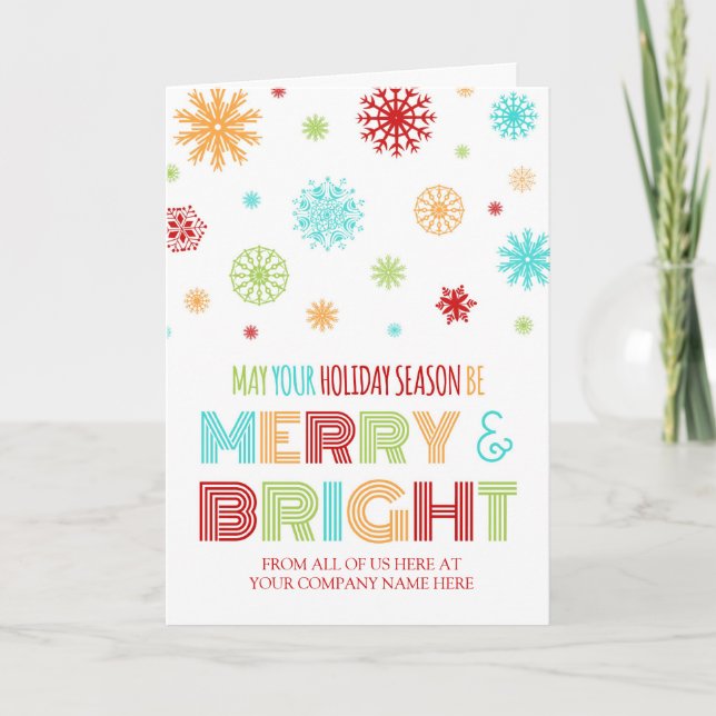 Colourful Corporate Merry & Bright Christmas Card (Front)