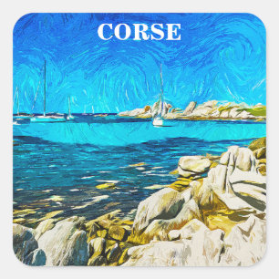 Colourful Corsica Corse Illustration Painting Square Sticker