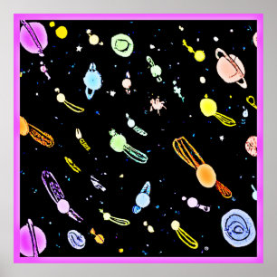 Colourful Cosmic Celestial Splendour Pattern Poster