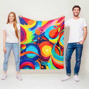 Colourful Cosmic Chaos Painting Fleece Blanket