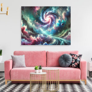 Colourful Cosmic Galaxy Spiral Nebula and Stars Canvas Print