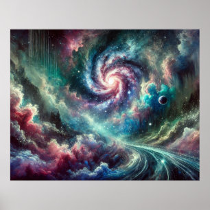 Colourful Cosmic Galaxy Spiral Nebula and Stars Poster