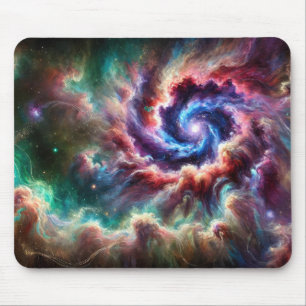 Colourful Cosmic Galaxy Swirl with Radiant Nebula Mouse Mat