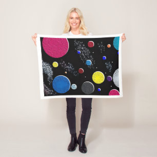 Colourful Cosmic Planets Fleece Blanket