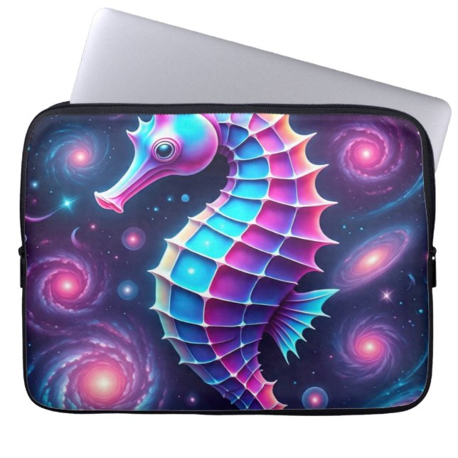 Colourful Cosmic Seahorse  Laptop Sleeve (Front)